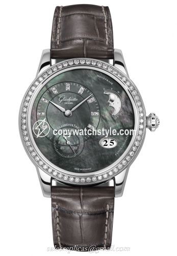 Glashutte Original PanoMatic Luna Stainless Steel / Diamond / Tahiti MOP / Alligator / Pin 1-90-12-02-12-02 Glashutte Original PanoMatic Luna Stainless Steel / Diamond / Tahiti MOP / Alligator / Pin 1-90-12-02-12-02