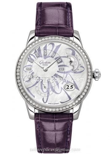 Glashutte Original PanoMatic Luna Stainless Steel / Diamond / MOP / Alligator / Pin 1-90-12-06-12-01