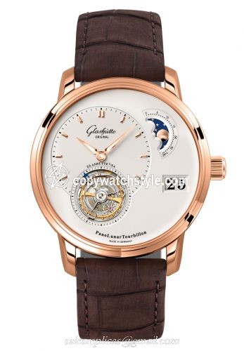 Glashutte Original PanoLunar Tourbillon Red Gold / Silver / Alligator / Folding 1-93-02-05-05-05