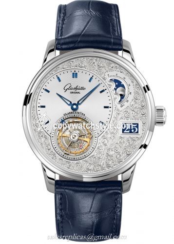 Glashutte Original PanoLunar Tourbillon Platinum / Hand-Engraved / Alligator / Folding 1-93-12-01-03-50