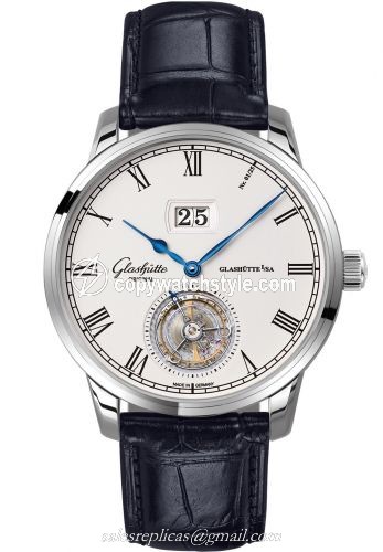 Glashutte Original Senator Tourbillon Edition Alfred Helwig White Gold / Silver / Alligator / Pin 1-94-03-05-04-01