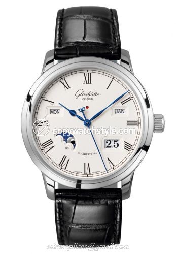 Glashutte Original Senator Perpetual Calendar Stainless Steel / Silver / Alligator / Folding 100-02-22-12-05 Glashutte Original Senator Perpetual Calendar Stainless Steel / Silver / Alligator / Folding 100-02-22-12-05