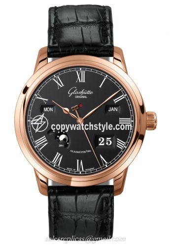 Glashutte Original Senator Perpetual Calendar Red Gold / Black / Alligator / Folding 100-02-25-05-05