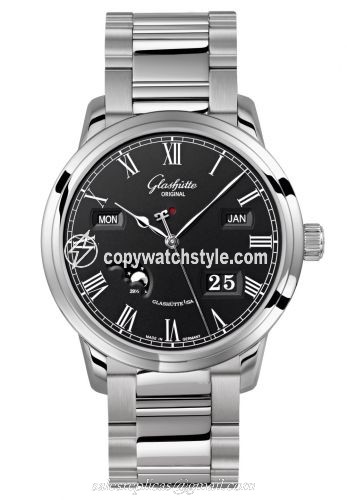 Glashutte Original Senator Perpetual Calendar Stainless Steel / Black / Bracelet 100-02-25-12-14 Glashutte Original Senator Perpetual Calendar Stainless Steel / Black / Bracelet 100-02-25-12-14