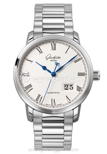 Glashutte Original Senator Panorama Date Stainless Steel / Silver / Bracelet 100-03-32-42-14 Glashutte Original Senator Panorama Date Stainless Steel / Silver / Bracelet 100-03-32-42-14