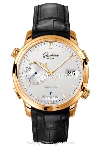 Glashutte Original Senator Diary Red Gold / Silver / Alligator / Folding 100-13-01-01-04 Glashutte Original Senator Diary Red Gold / Silver / Alligator / Folding 100-13-01-01-04