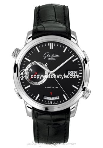 Glashutte Original Senator Diary Stainless Steel / Black / Alligator / Folding 100-13-02-02-04 Glashutte Original Senator Diary Stainless Steel / Black / Alligator / Folding 100-13-02-02-04