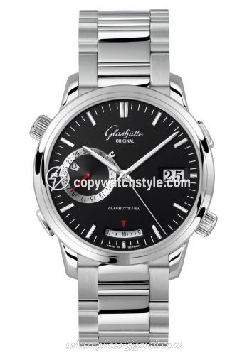 Glashutte Original Senator Diary Stainless Steel Bracelet / Black / Bracelet 100-13-02-02-14
