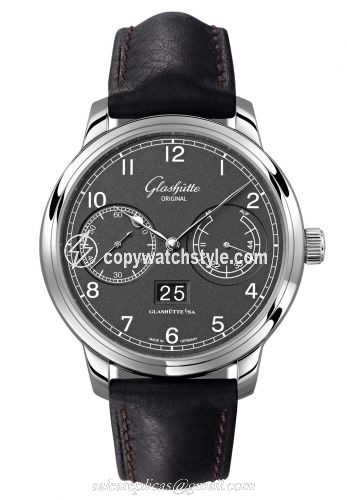 Glashutte Original Senator Observer Stainless Steel / Grey / Calf / Pin 100-14-02-02-07 Glashutte Original Senator Observer Stainless Steel / Grey / Calf / Pin 100-14-02-02-07