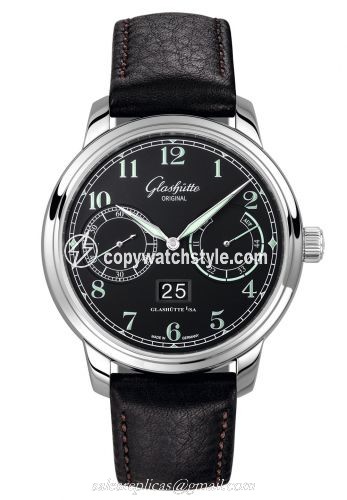 Glashutte Original Senator Observer Stainless Steel / Black / Calf / Pin 100-14-07-02-07 Glashutte Original Senator Observer Stainless Steel / Black / Calf / Pin 100-14-07-02-07