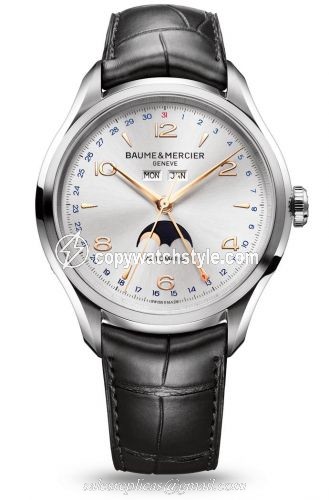 Baume & Mercier Clifton Complete Calendar Stainless Steel / Silver / Strap 10055 Baume & Mercier Clifton Complete Calendar Stainless Steel / Silver / Strap 10055