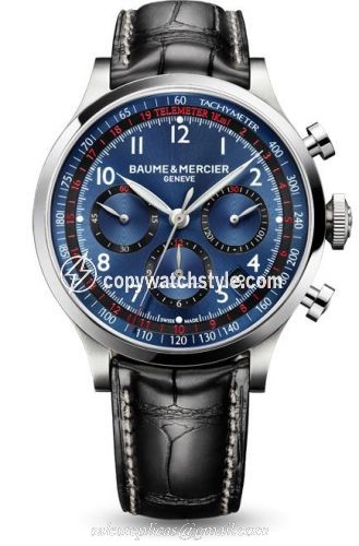 Baume & Mercier Capeland Chronograph 44 Blue / Alligator 10065 Baume & Mercier Capeland Chronograph 44 Blue / Alligator 10065