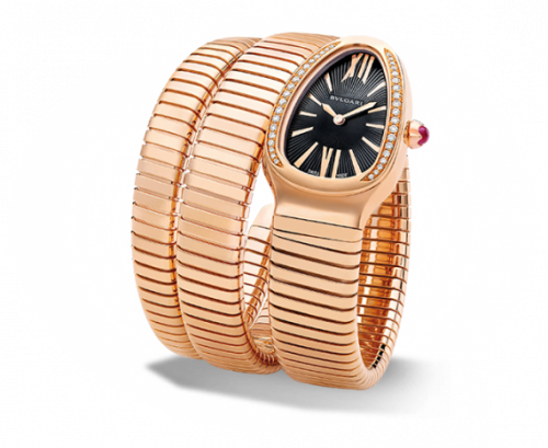 Bulgari Serpenti Tubogas Pink Gold Black Diamond Double Tour 101814 Bulgari Serpenti Tubogas Pink Gold Black Diamond Double Tour 101814
