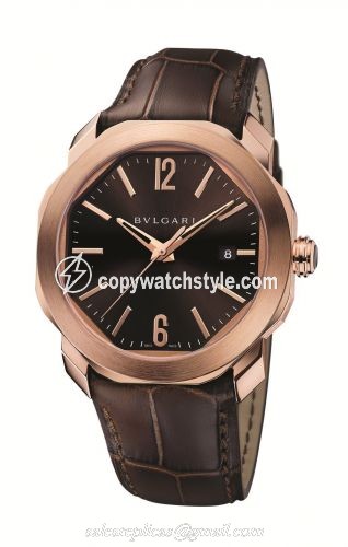 Bulgari Octo Roma 41 Pink Gold / Brown 102702 Bulgari Octo Roma 41 Pink Gold / Brown 102702