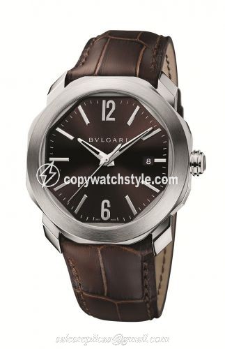 Bulgari Octo Roma 41 Stainless Steel / Brown 102705 Bulgari Octo Roma 41 Stainless Steel / Brown 102705