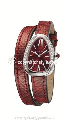 Bulgari Serpenti Skin Stainless Steel / Diamond / Red 102780 Bulgari Serpenti Skin Stainless Steel / Diamond / Red 102780