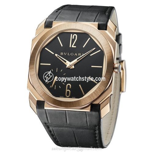 Bulgari Octo Finissimo 100m Pink Gold / Black / Alligator 103286 Bulgari Octo Finissimo 100m Pink Gold / Black / Alligator 103286