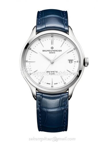 Baume & Mercier Clifton Baumatic Stainless Steel / White / Alligator 10398 Baume & Mercier Clifton Baumatic Stainless Steel / White / Alligator 10398