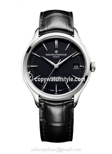 Baume & Mercier Clifton Baumatic Stainless Steel / Black / Alligator 10399 Baume & Mercier Clifton Baumatic Stainless Steel / Black / Alligator 10399