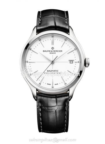 Baume & Mercier Clifton Baumatic Stainless Steel / White / Alligator / COSC 10436 Baume & Mercier Clifton Baumatic Stainless Steel / White / Alligator / COSC 10436