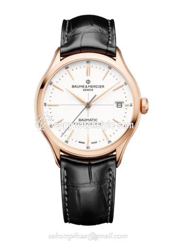 Baume & Mercier Clifton Baumatic Red Gold / White / Strap / COSC 10469 Baume & Mercier Clifton Baumatic Red Gold / White / Strap / COSC 10469