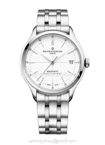 Baume & Mercier Clifton Baumatic Stainless Steel / White / Bracelet / COSC 10505 Baume & Mercier Clifton Baumatic Stainless Steel / White / Bracelet / COSC 10505