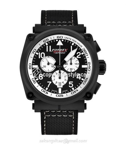 Formex Pilot Quartz Chronograph PVD / Black - White / Calf 1100.4.3014.213