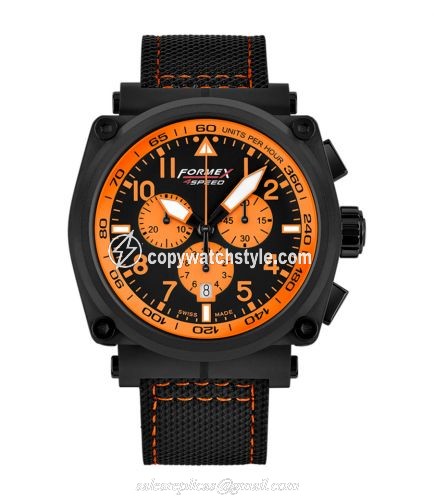 Formex Pilot Quartz Chronograph PVD / Black - Orange / Calf 1100.4.3064.218