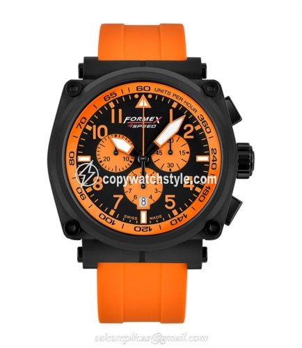 Formex Pilot Quartz Chronograph PVD / Black - Orange / Rubber 1100.4.3064.980