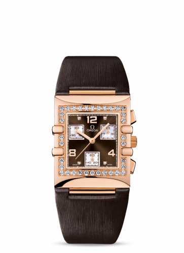 Omega Constellation Quadra Quartz 28 Chronograph Red Gold / Diamond / Brown / Fabric 113.57.28.70.63.001 Omega Constellation Quadra Quartz 28 Chronograph Red Gold / Diamond / Brown / Fabric 113.57.28.70.63.001