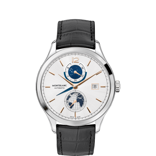 Montblanc Heritage Chronometrie Dual Time Stainless Steel / Silver / Vasco Da Gama Special Edition 113779 Montblanc Heritage Chronometrie Dual Time Stainless Steel / Silver / Vasco Da Gama Special Edition 113779