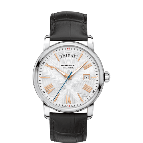 Montblanc 4810 Day-Date Stainless Steel / Silver / Alligator 114853 Montblanc 4810 Day-Date Stainless Steel / Silver / Alligator 114853