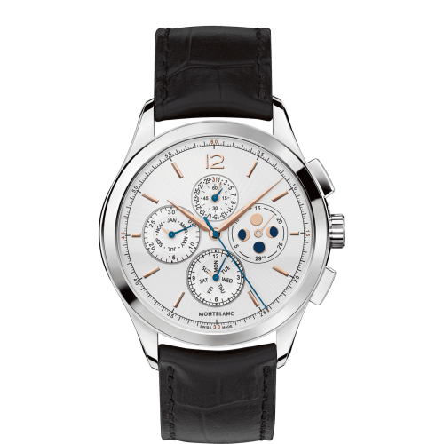 Montblanc Heritage Chronometrie Chronograph Annual Calendar Stainless Steel / Silver / Alligator 114875 Montblanc Heritage Chronometrie Chronograph Annual Calendar Stainless Steel / Silver / Alligator 114875