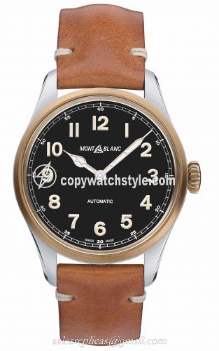 Montblanc 1858 Automatic 40 Stainless Steel / Bronze / Black / Calf 117833