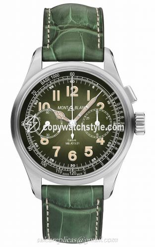 Montblanc 1858 Monopusher Chronograph 40 Stainless Steel / Green / Alligator 117834 Montblanc 1858 Monopusher Chronograph 40 Stainless Steel / Green / Alligator 117834