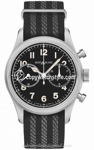 Montblanc 1858 Automatic Chronograph Stainless Steel / Black / NATO 117835 Montblanc 1858 Automatic Chronograph Stainless Steel / Black / NATO 117835