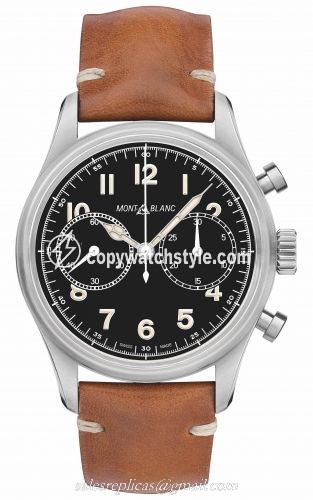 Montblanc 1858 Automatic Chronograph Stainless Steel / Black / Calf 117836