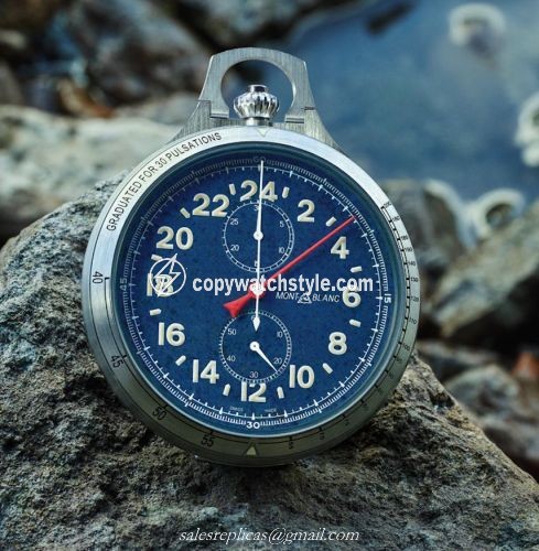 Montblanc 1858 Monopusher Chronograph Pocket Watch Titanium / Dumortierite 118485 Montblanc 1858 Monopusher Chronograph Pocket Watch Titanium / Dumortierite 118485