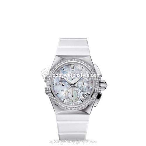 Omega Constellation Co-Axial 35 Chronograph Double Eagle Stainless Steel / MOP / Rubber 121.17.35.50.05.001