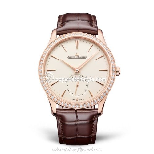 Jaeger-LeCoultre Master Ultra Thin Small Seconds Pink Gold / Diamond / Eggshell / Alligator 1212501 Jaeger-LeCoultre Master Ultra Thin Small Seconds Pink Gold / Diamond / Eggshell / Alligator 1212501