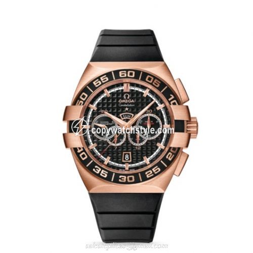 Omega Constellation Co-Axial 44 Chronograph Double Eagle Four Counters Red Gold / Black / Rubber 121.62.44.52.01.001 Omega Constellation Co-Axial 44 Chronograph Double Eagle Four Counters Red Gold / Black / Rubber 121.62.44.52.01.001