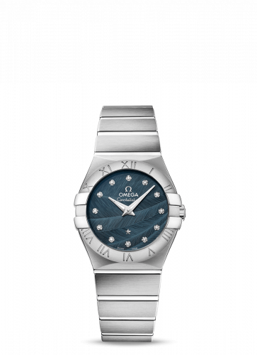 Omega Constellation Quartz 27 Brushed Stainless Steel / Blue Feather 123.10.27.60.53.001 Omega Constellation Quartz 27 Brushed Stainless Steel / Blue Feather 123.10.27.60.53.001