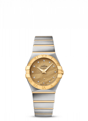 Omega Constellation Quartz 27 Brushed Stainless Steel / Yellow Gold / Champagne Feather 123.20.27.60.58.003 Omega Constellation Quartz 27 Brushed Stainless Steel / Yellow Gold / Champagne Feather 123.20.27.60.58.003