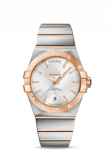 Omega Constellation Co-Axial 38 Day-Date Stainless Steel / Red Gold / Diamond / Silver 123.25.38.22.02.001 Omega Constellation Co-Axial 38 Day-Date Stainless Steel / Red Gold / Diamond / Silver 123.25.38.22.02.001