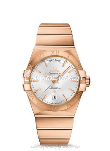 Omega Constellation Co-Axial 38 Day-Date Red Gold / Silver 123.50.38.22.02.001 Omega Constellation Co-Axial 38 Day-Date Red Gold / Silver 123.50.38.22.02.001