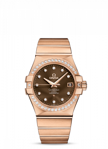 Omega Constellation Co-Axial 35 Red Gold / Diamond / Brown 123.55.35.20.63.001 Omega Constellation Co-Axial 35 Red Gold / Diamond / Brown 123.55.35.20.63.001