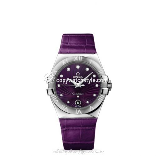 Omega Constellation Quartz 35 Stainless Steel / Purple Supernova / Alligator 123.13.35.60.60.001 Omega Constellation Quartz 35 Stainless Steel / Purple Supernova / Alligator 123.13.35.60.60.001
