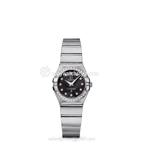 Omega Constellation Quartz 24 Brushed Stainless Steel / Diamond / Black Supernova 123.15.24.60.51.001