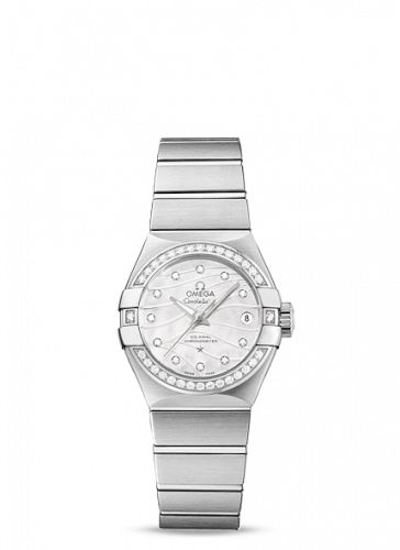 Omega Constellation Co-Axial 27 Brushed Stainless Steel / Diamond / Wavy MOP 123.15.27.20.55.002