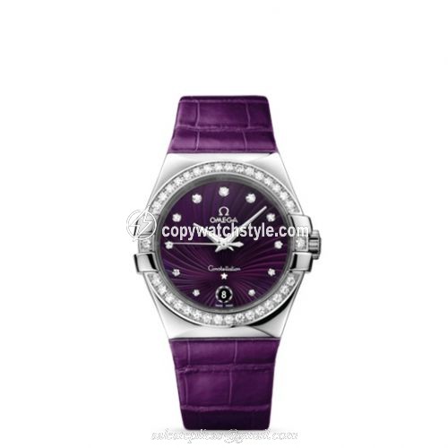 Omega Constellation Quartz 35 Stainless Steel / Diamond / Purple Supernova / Alligator 123.18.35.60.60.001 Omega Constellation Quartz 35 Stainless Steel / Diamond / Purple Supernova / Alligator 123.18.35.60.60.001